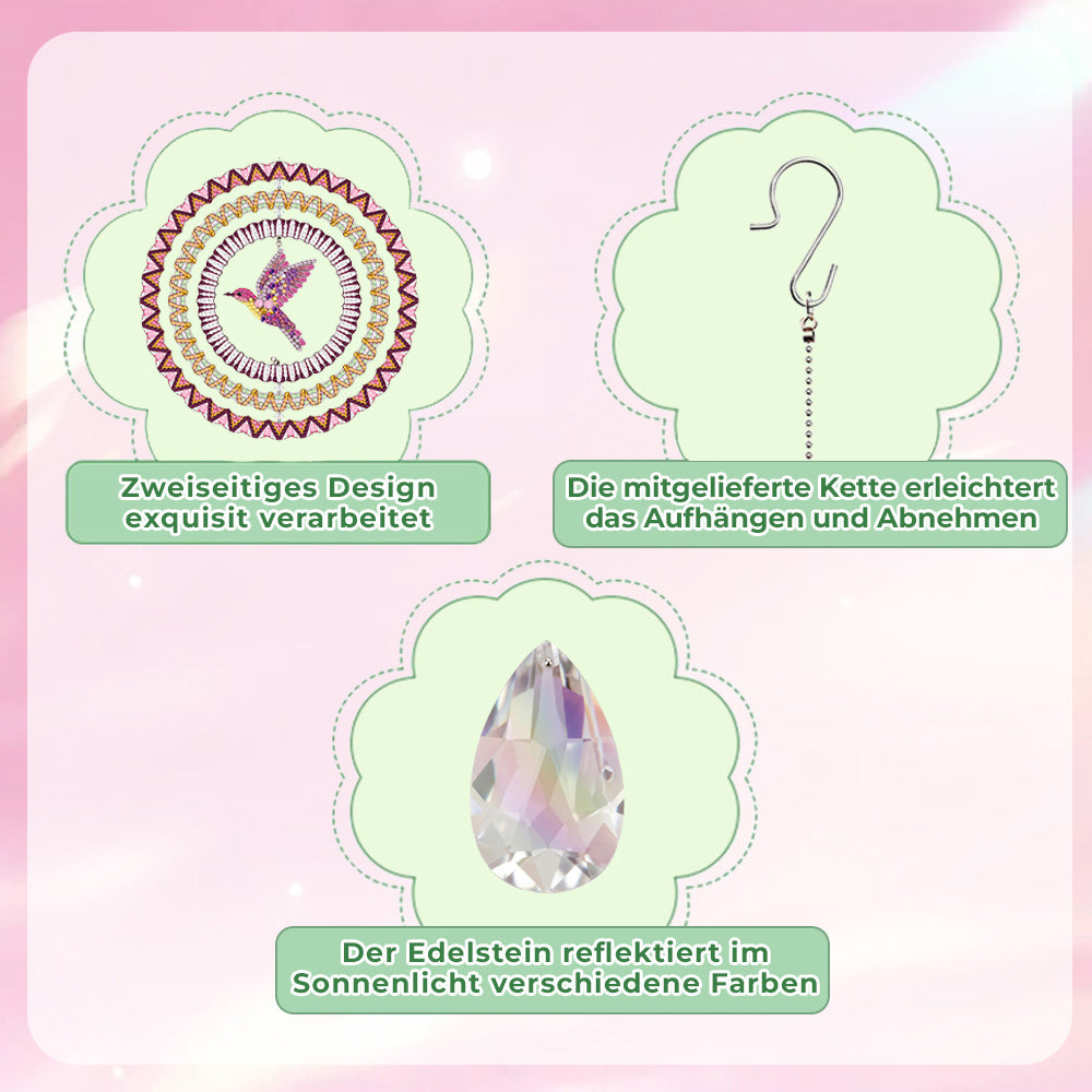 Beidseitig Diamond Painting Sonnenfänger Kristalle Hängedekoration - Fliegender Kolibri