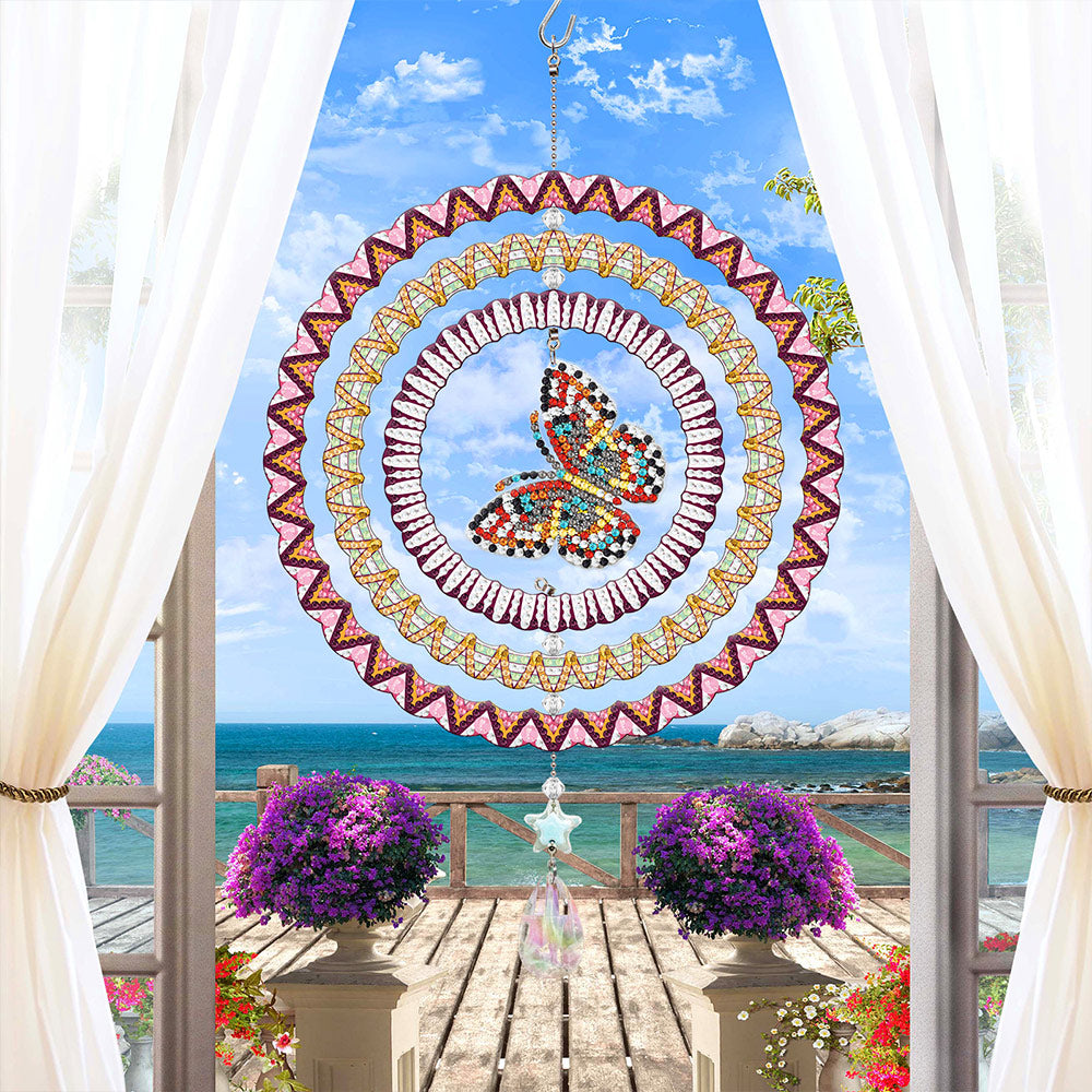 Beidseitig Diamond Painting Sonnenfänger Kristalle Hängedekoration - Fliegender Schmetterling
