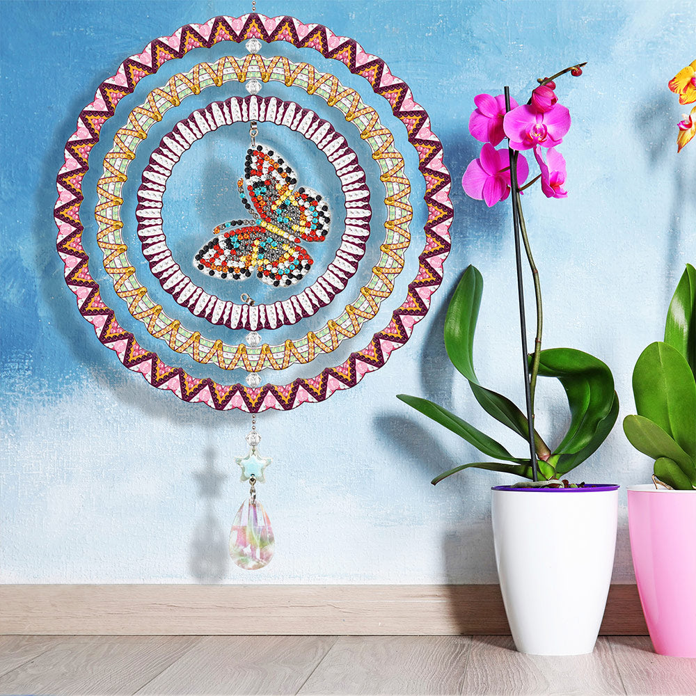 Beidseitig Diamond Painting Sonnenfänger Kristalle Hängedekoration - Fliegender Schmetterling