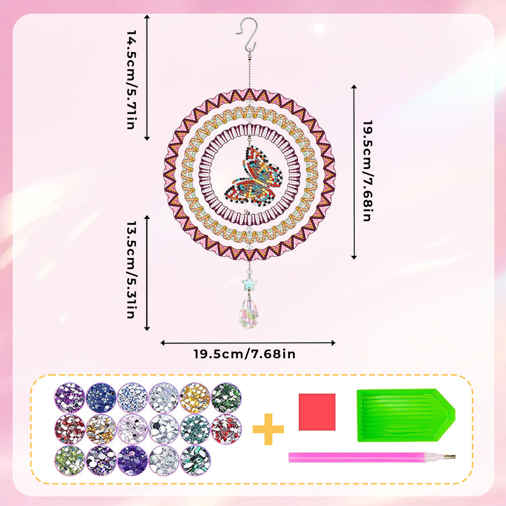 Beidseitig Diamond Painting Sonnenfänger Kristalle Hängedekoration - Fliegender Schmetterling