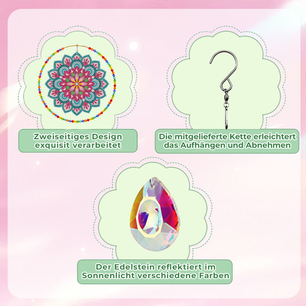 Beidseitig Diamond Painting Sonnenfänger Kristalle Hängedekoration - Lotus Mandala