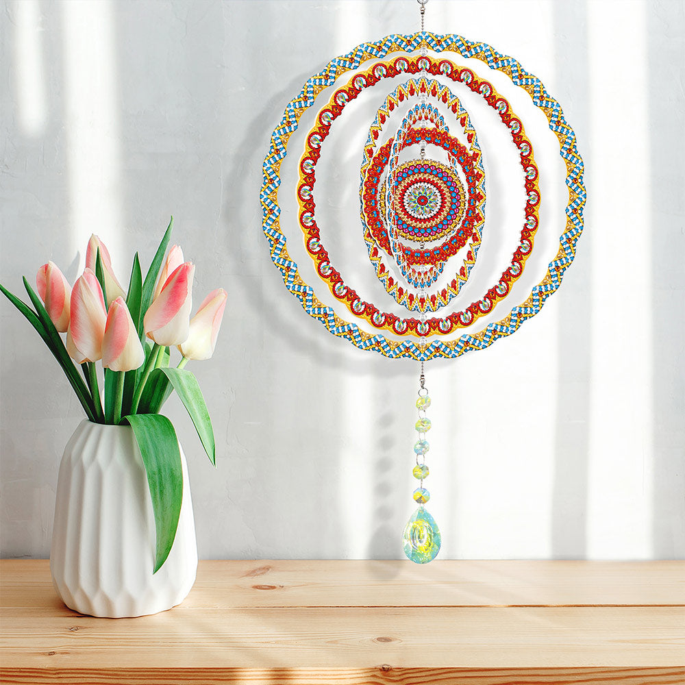 Beidseitig Diamond Painting Sonnenfänger Kristalle Hängedekoration - Prächtiges Mandala