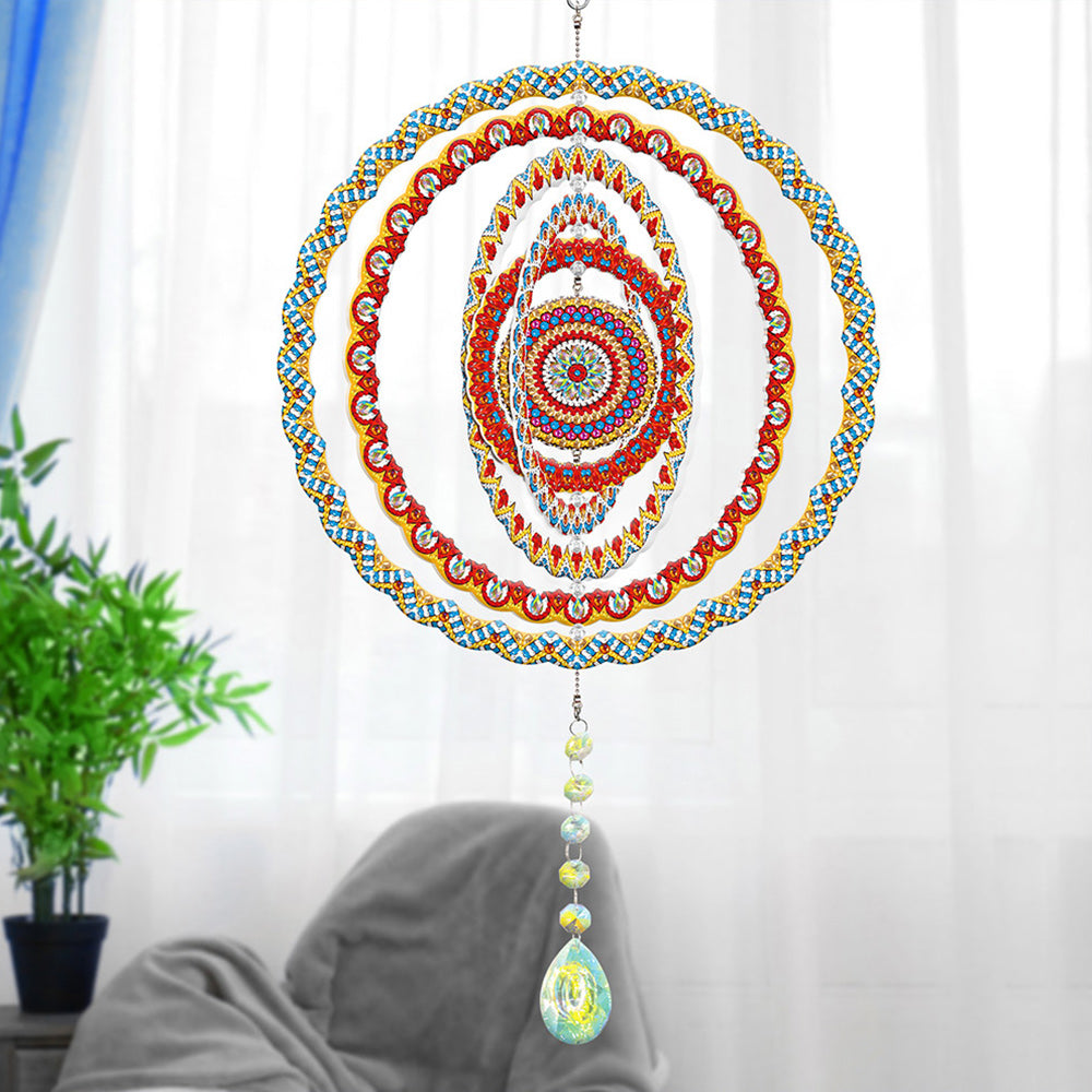 Beidseitig Diamond Painting Sonnenfänger Kristalle Hängedekoration - Prächtiges Mandala