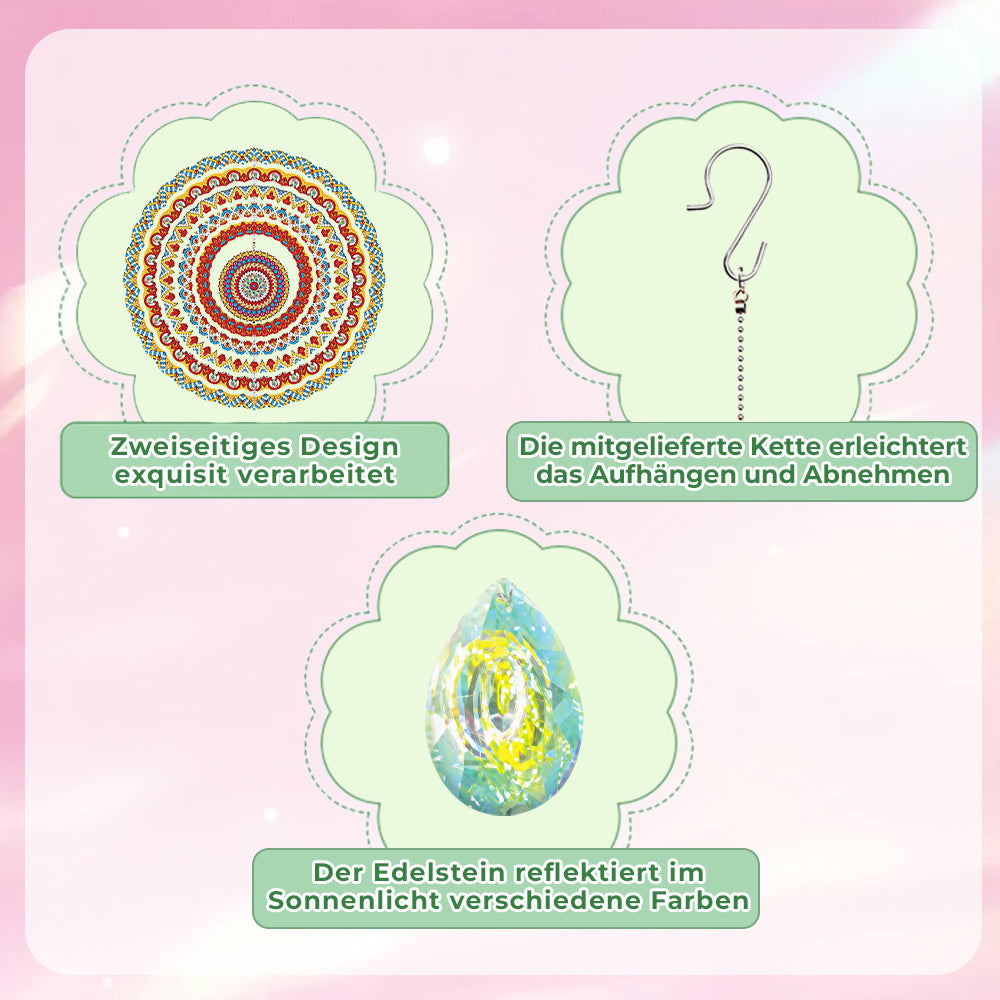 Beidseitig Diamond Painting Sonnenfänger Kristalle Hängedekoration - Prächtiges Mandala