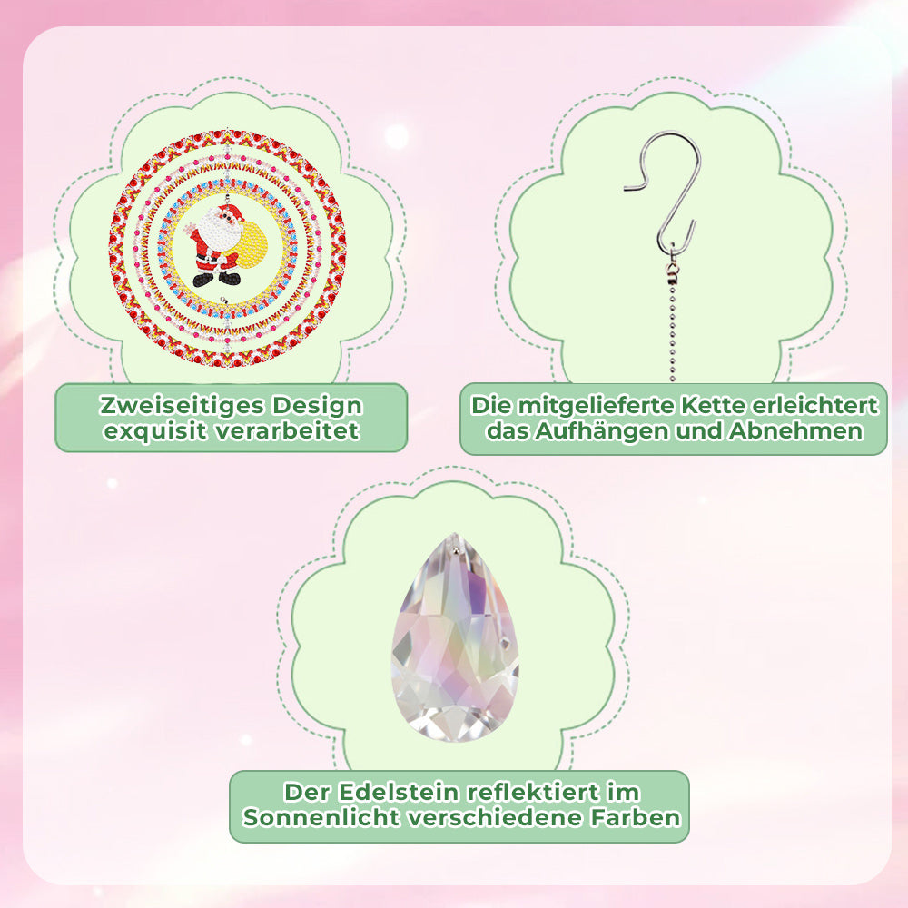 Beidseitig Diamond Painting Sonnenfänger Kristalle Hängedekoration - Weihnachtsmann