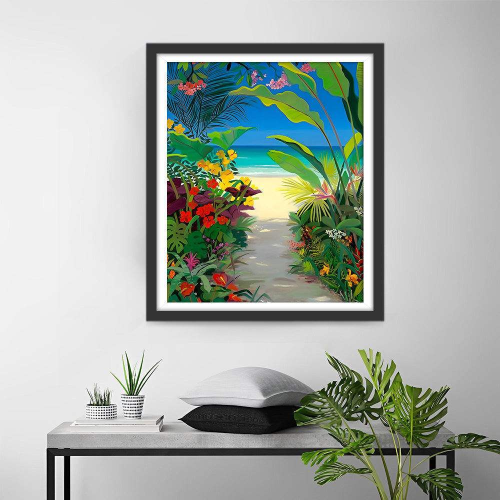 Bepflanzter Weg zum Meer Diamond Painting