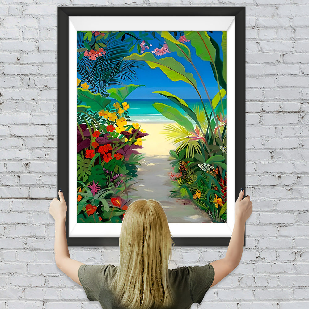Bepflanzter Weg zum Meer Diamond Painting