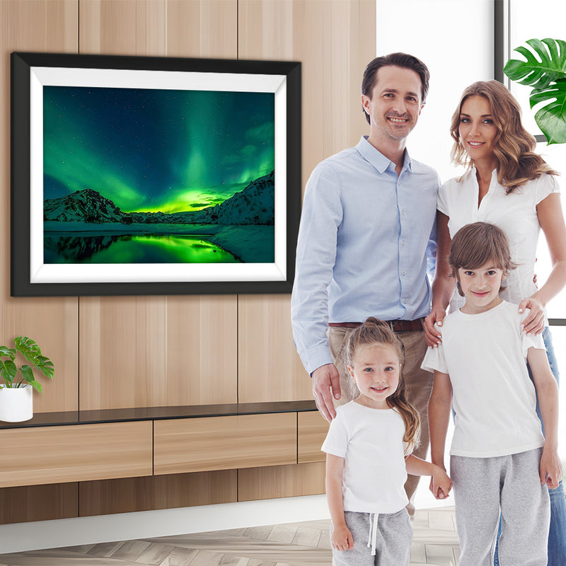 Berg Fluss Polarlicht Diamond Painting