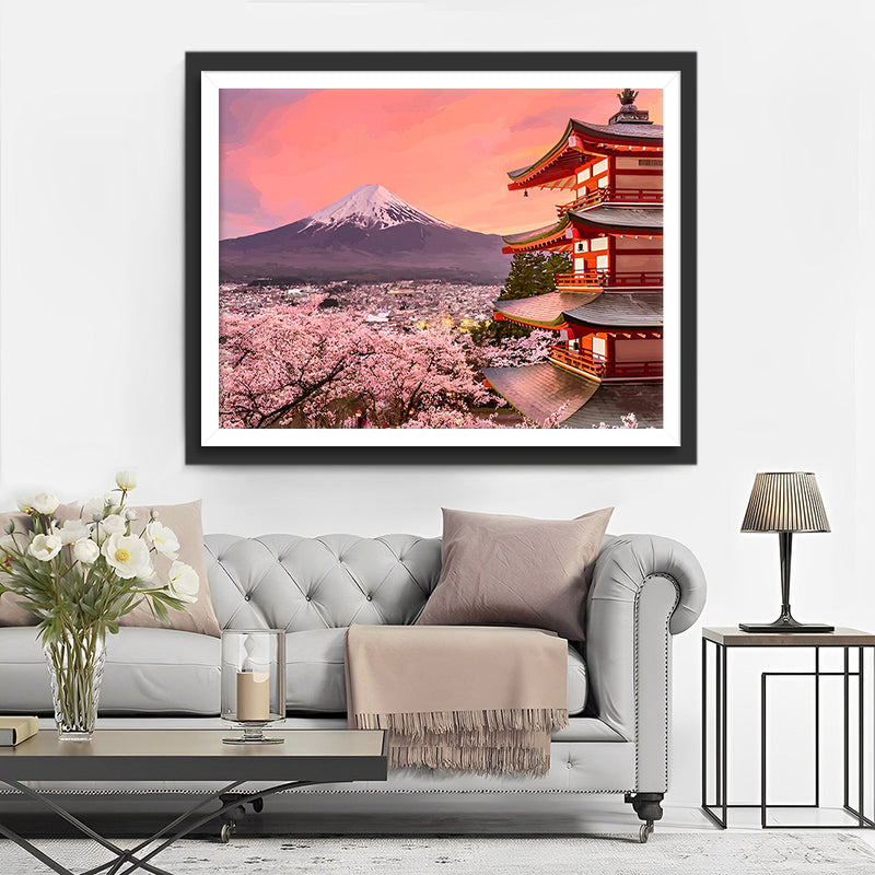 Berg Fuji und Sakura Diamond Painting