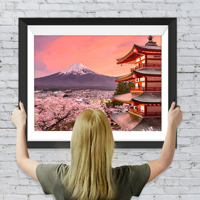 Berg Fuji und Sakura Diamond Painting