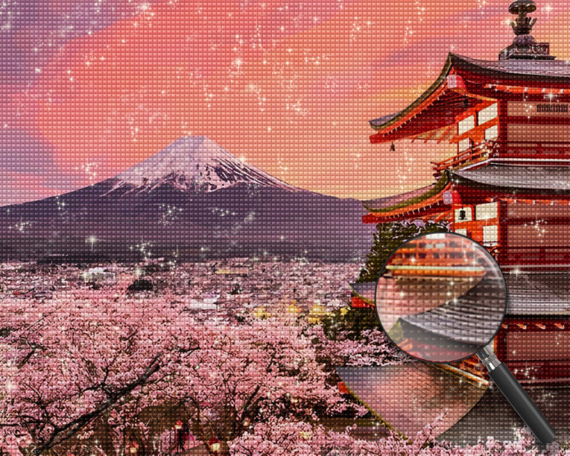 Berg Fuji und Sakura Diamond Painting