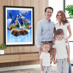 Berg und Wasserfall in der Hand Diamond Painting