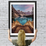 Berge, See und Brücke Diamond Painting