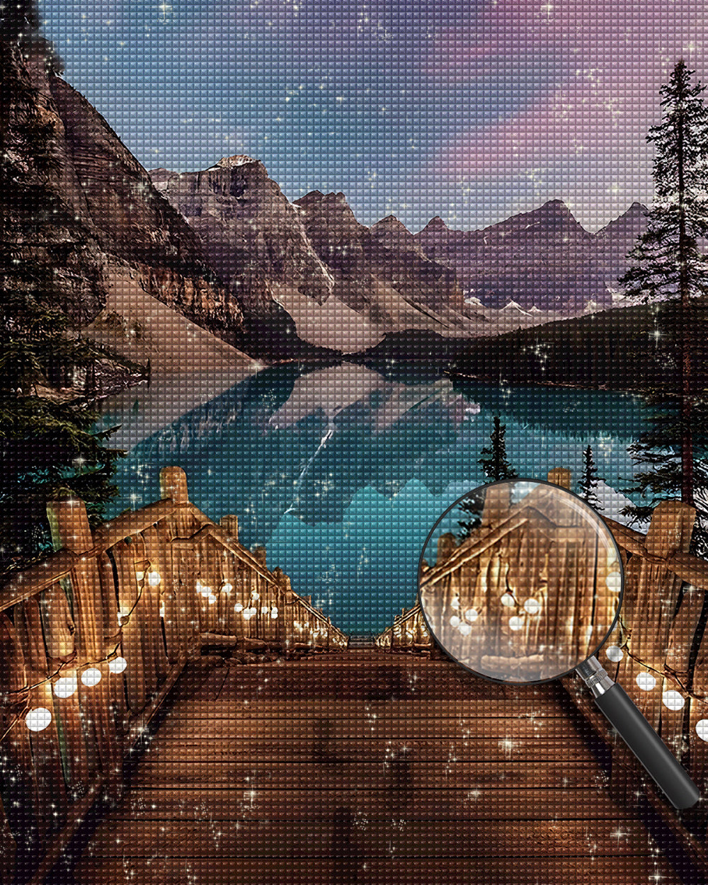 Berge, See und Brücke Diamond Painting