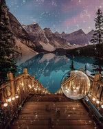 Berge, See und Brücke Diamond Painting