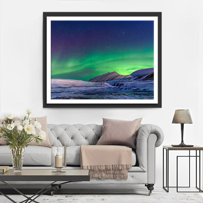 Berge unter dem grünen Polarlicht Diamond Painting