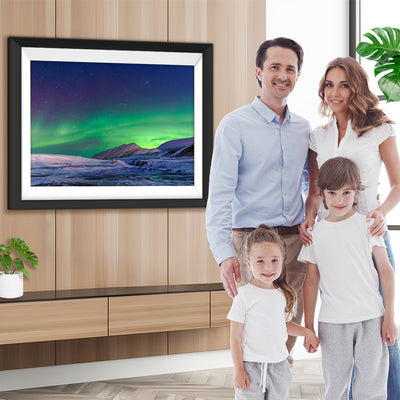 Berge unter dem grünen Polarlicht Diamond Painting