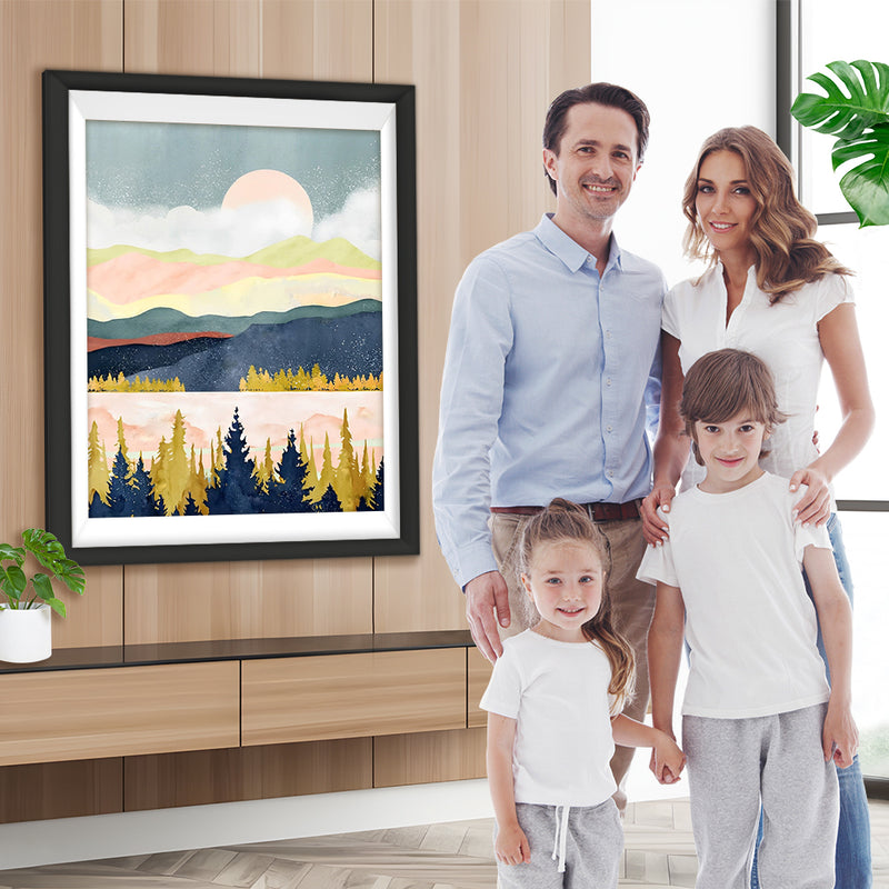 Berge, Wald und Sonnenaufgang Diamond Painting