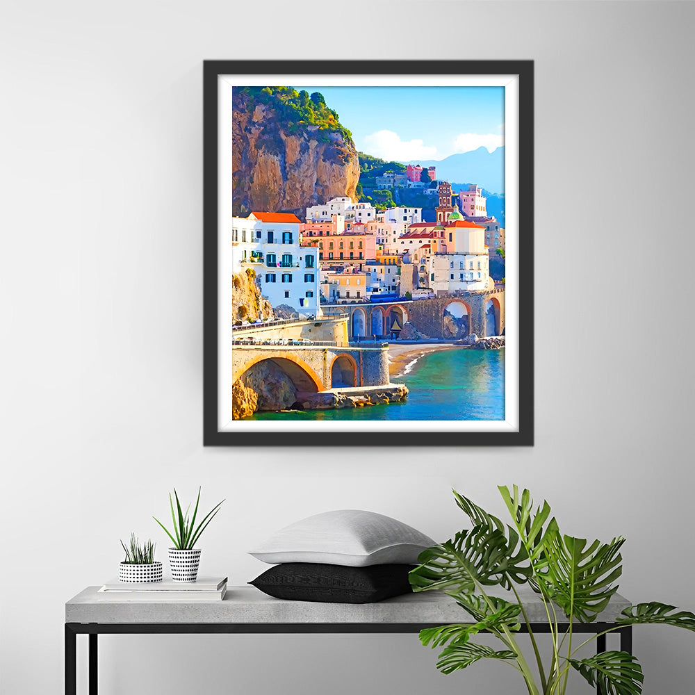 Bergstadt am Meer Diamond Painting