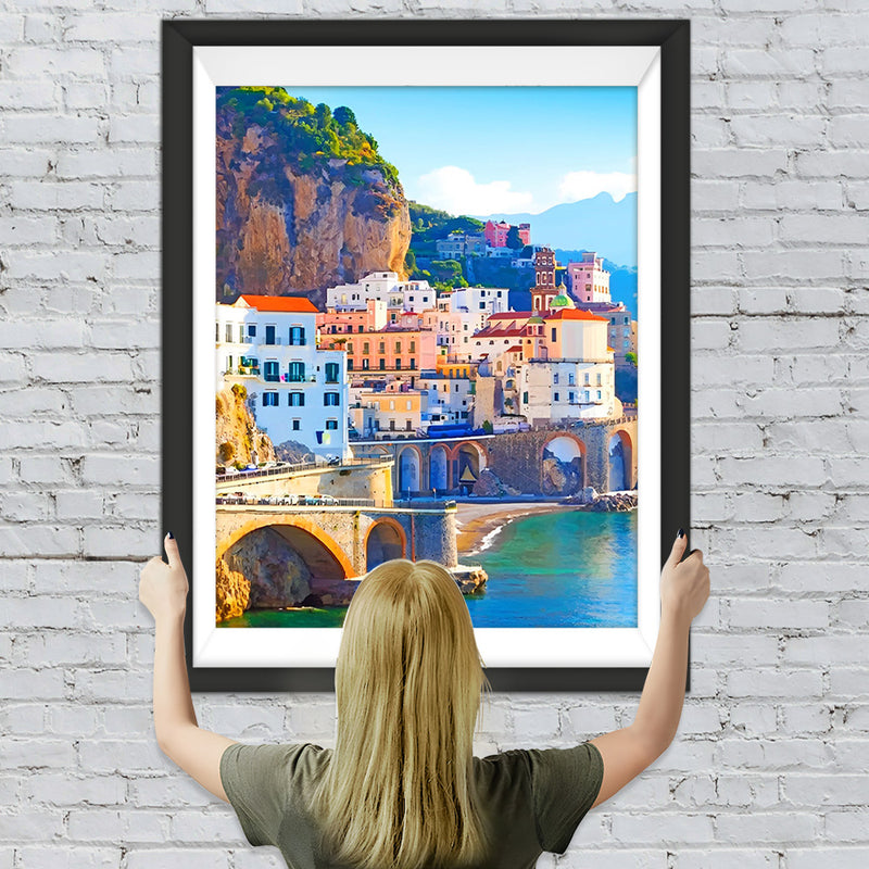 Bergstadt am Meer Diamond Painting