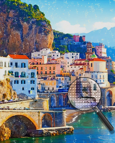 Bergstadt am Meer Diamond Painting