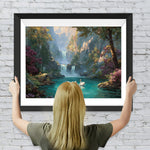 Bergwasserfälle und Schwäne Diamond Painting