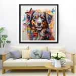 Berner Sennenhund umringt von Schmetterlingen Diamond Painting