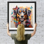 Berner Sennenhund umringt von Schmetterlingen Diamond Painting