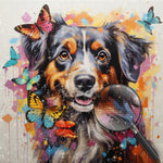 Berner Sennenhund umringt von Schmetterlingen Diamond Painting
