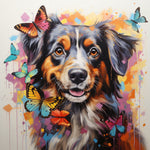 Berner Sennenhund umringt von Schmetterlingen Diamond Painting