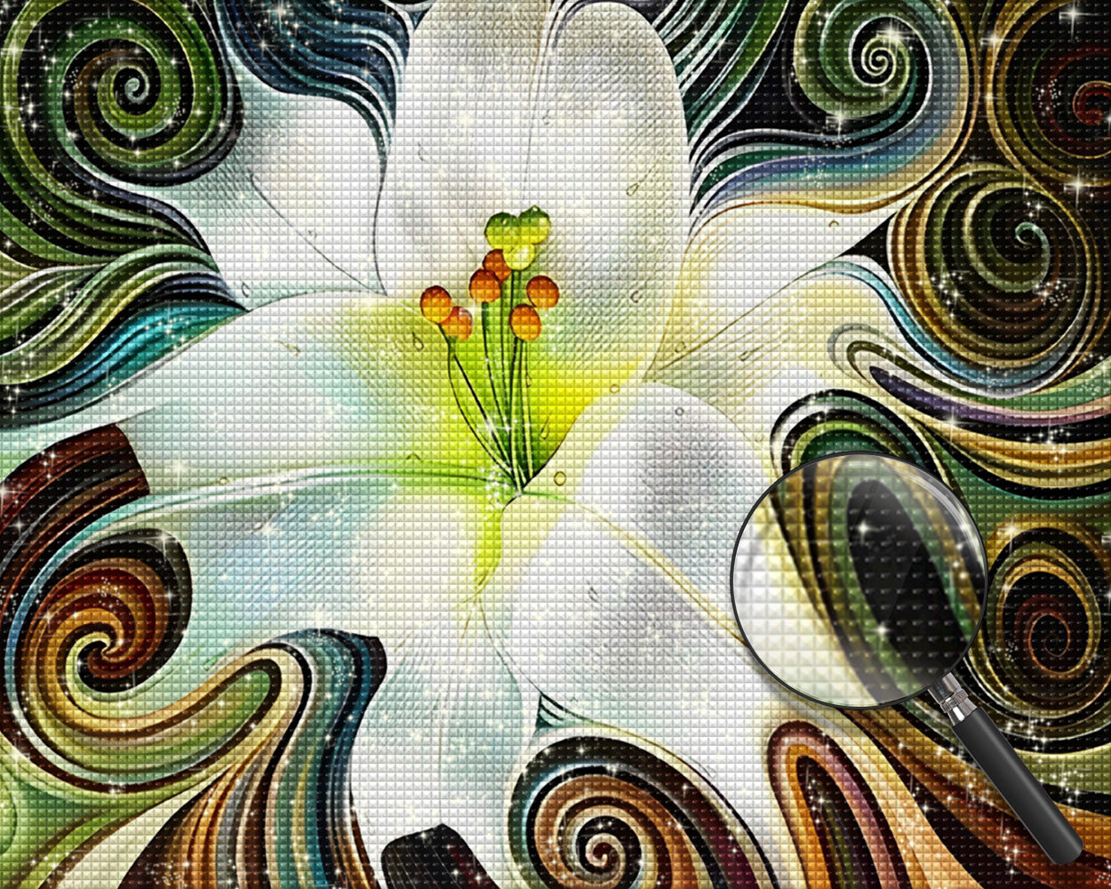 Besondere abstrakte Lilien Diamond Painting