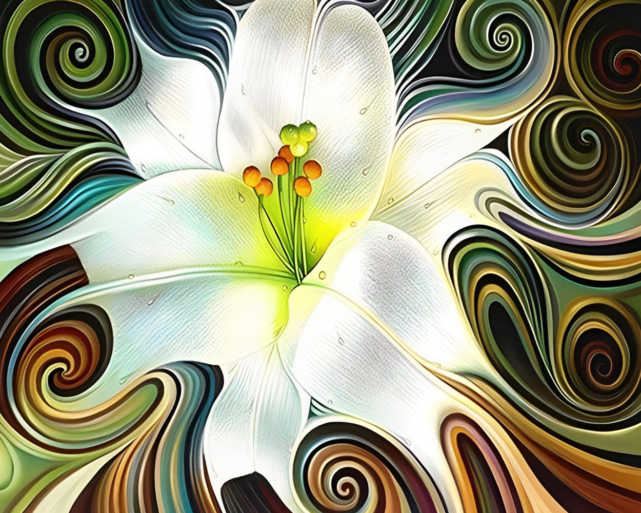 Besondere abstrakte Lilien Diamond Painting