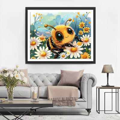 Biene inmitten von Blumen Diamond Painting