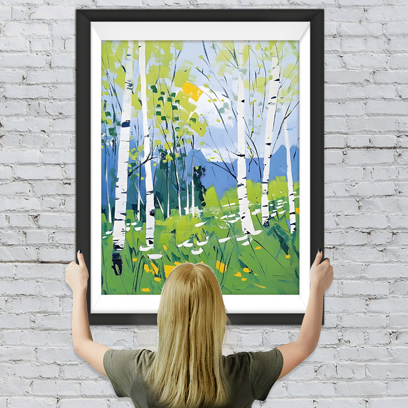Birkenbäume im Frühling Diamond Painting
