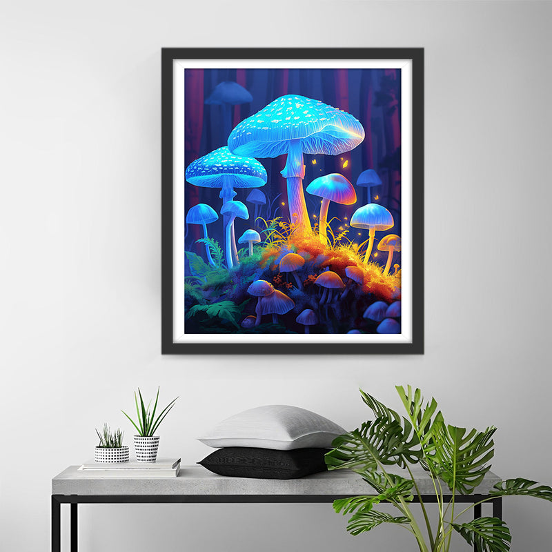 Blau leuchtende Pilze Diamond Painting
