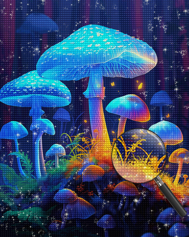 Blau leuchtende Pilze Diamond Painting