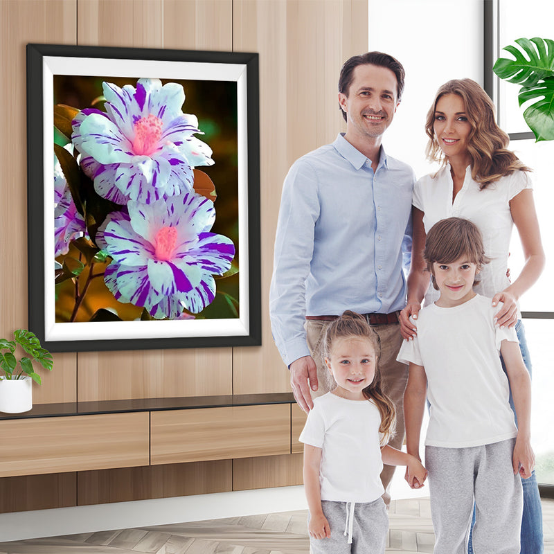 Blau-lila Blumen Diamond Painting