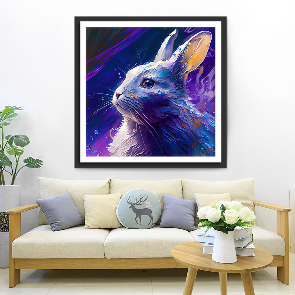 Blau Lila Kaninchen Diamond Painting