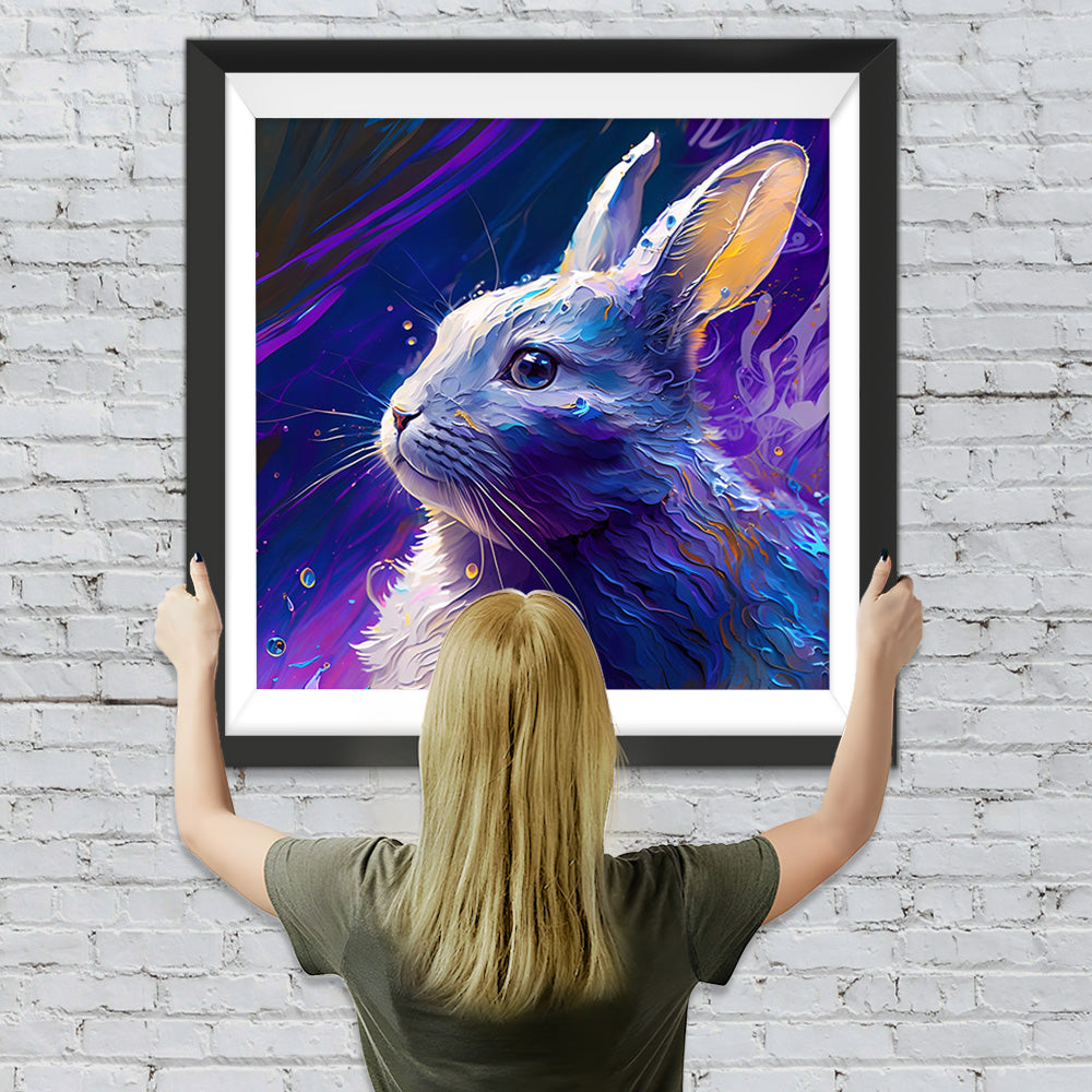 Blau Lila Kaninchen Diamond Painting