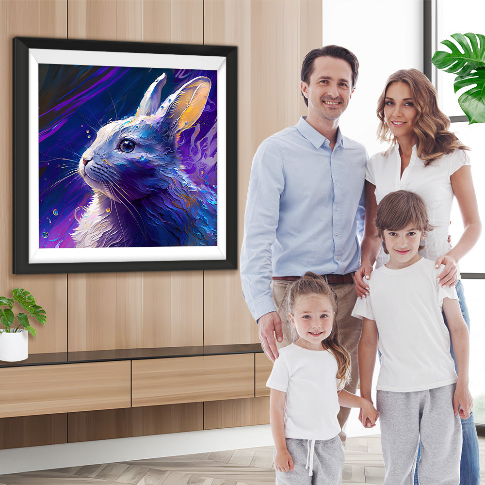 Blau Lila Kaninchen Diamond Painting