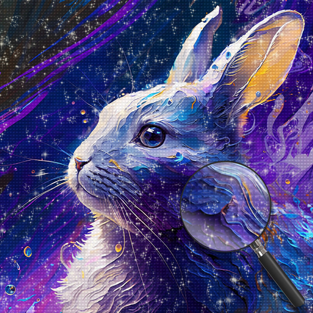 Blau Lila Kaninchen Diamond Painting