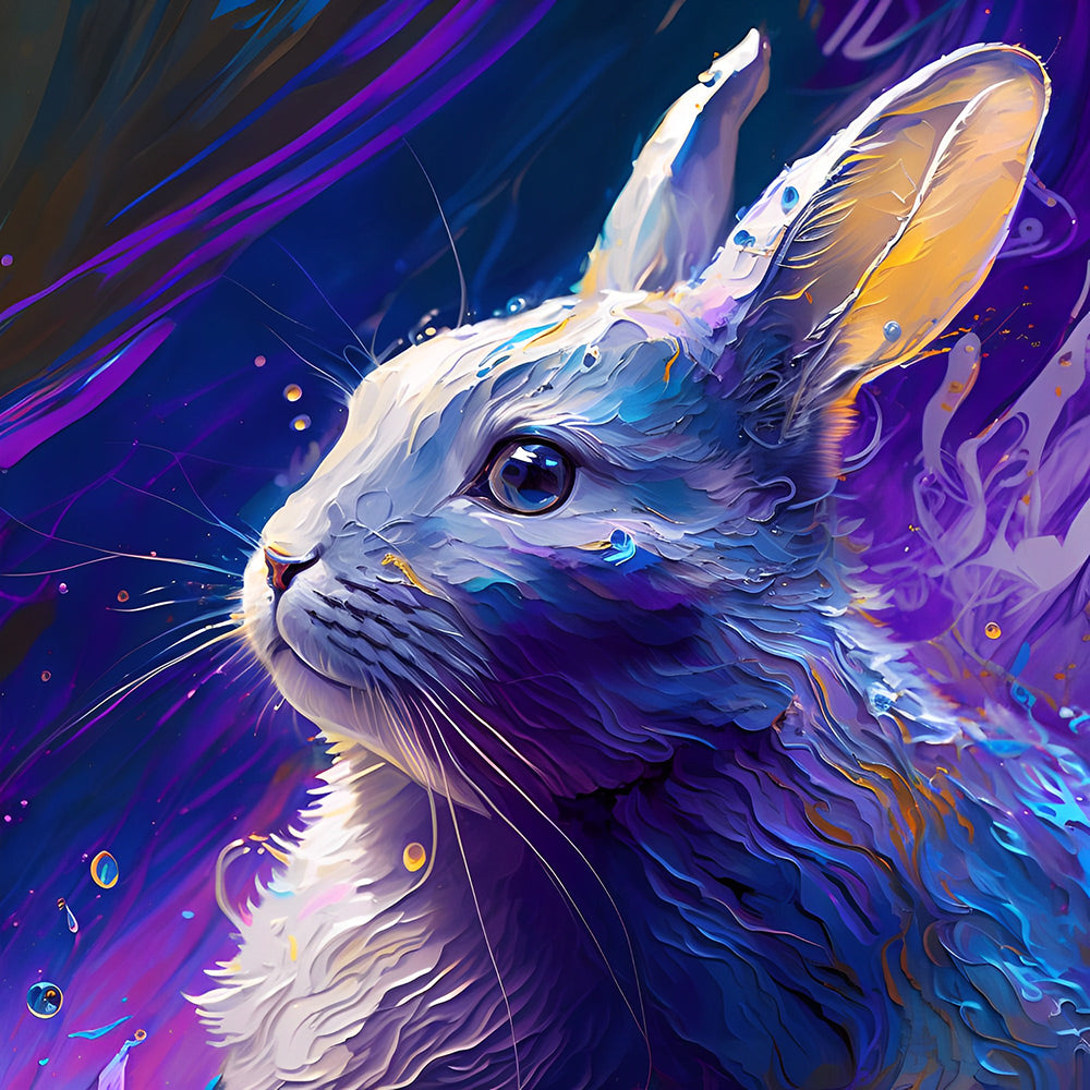 Blau Lila Kaninchen Diamond Painting