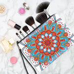 Blau-orangefarbenes Lotus Mandala Diamond Painting Handgelenktasche