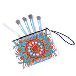 Blau-orangefarbenes Lotus Mandala Diamond Painting Handgelenktasche