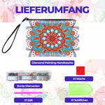 Blau-orangefarbenes Lotus Mandala Diamond Painting Handgelenktasche