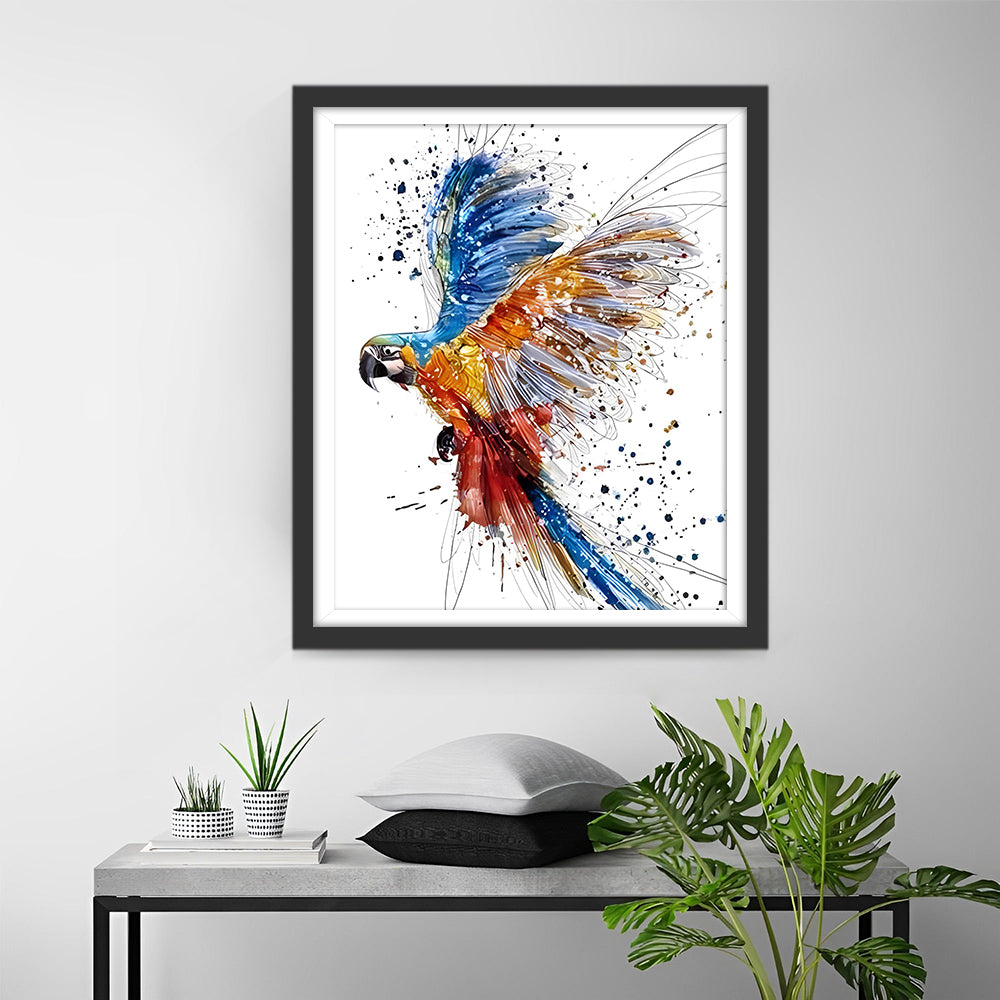 Blau und Orange Papagei Diamond Painting