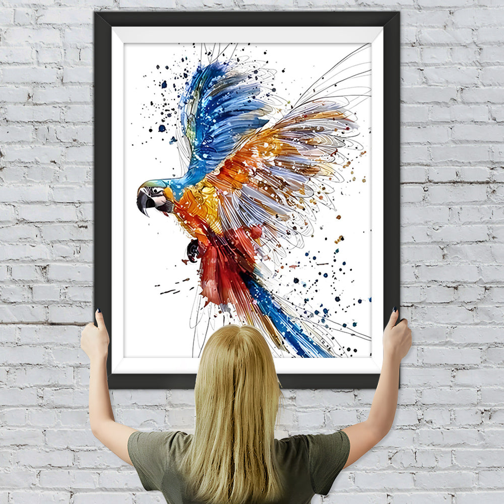 Blau und Orange Papagei Diamond Painting