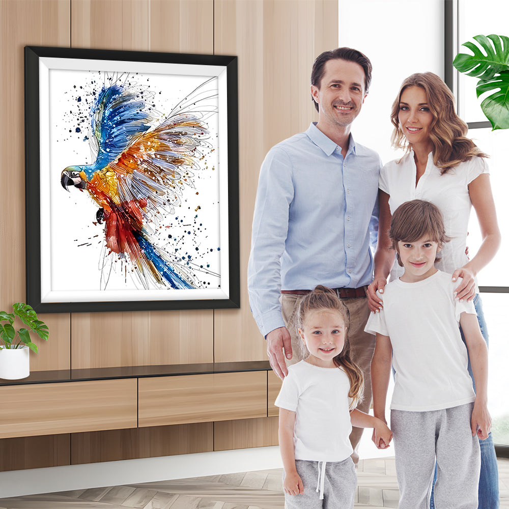 Blau und Orange Papagei Diamond Painting