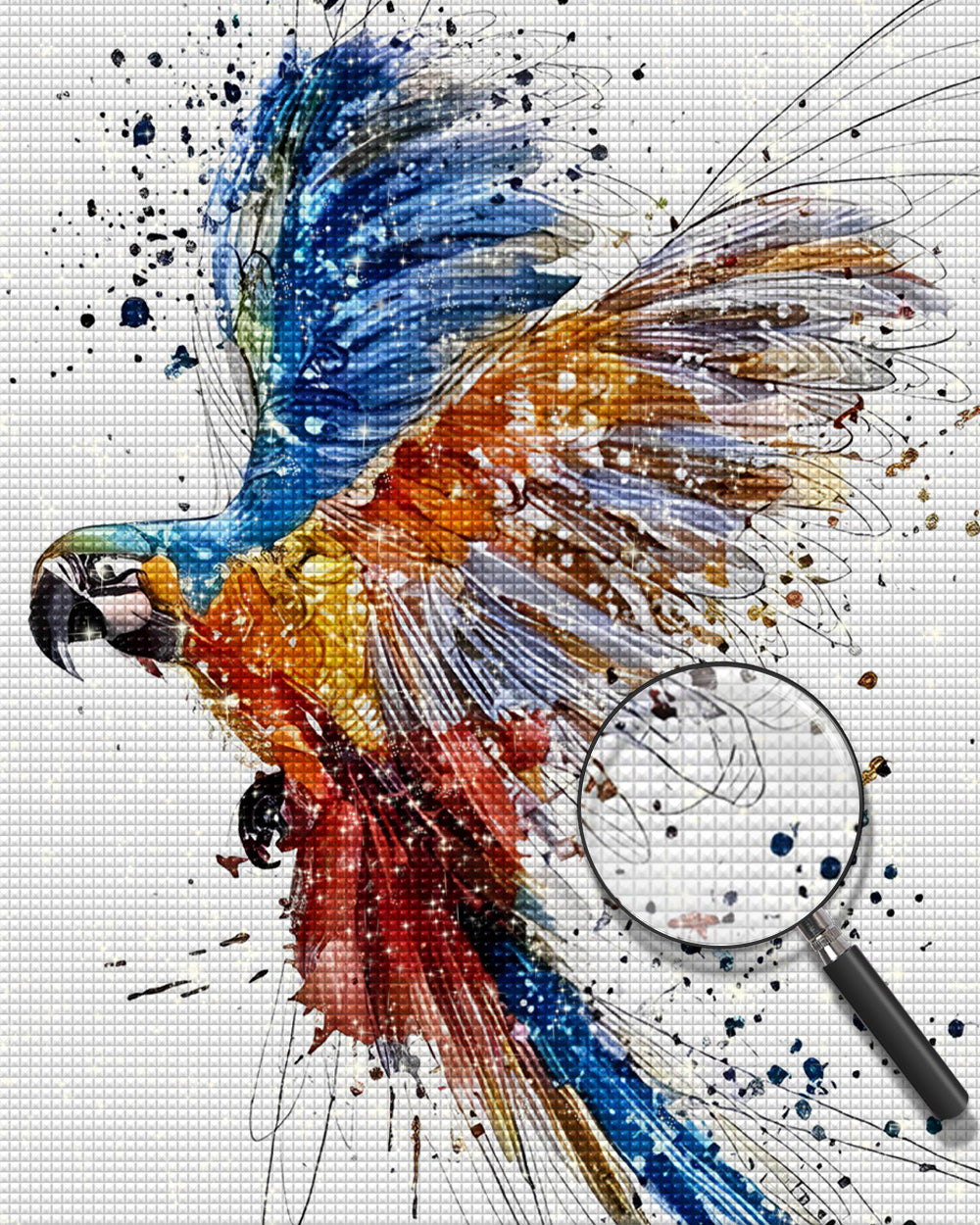 Blau und Orange Papagei Diamond Painting