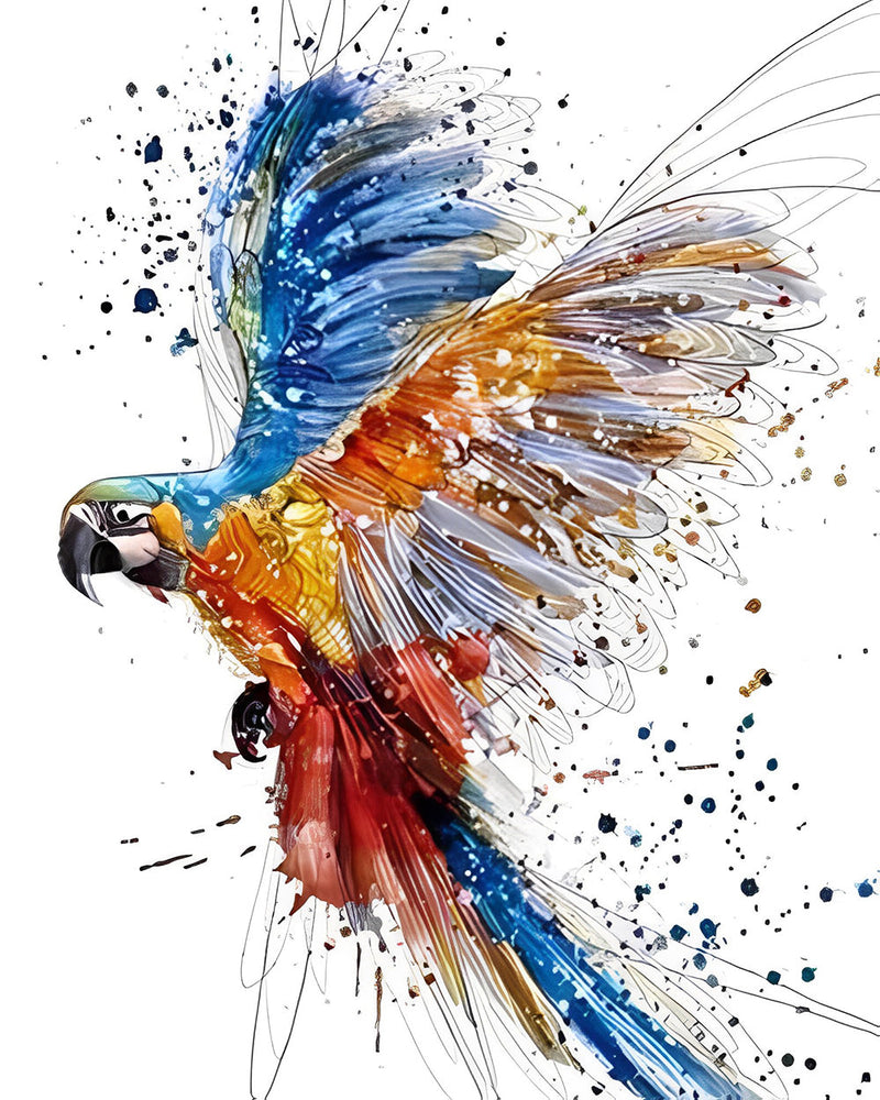 Blau und Orange Papagei Diamond Painting